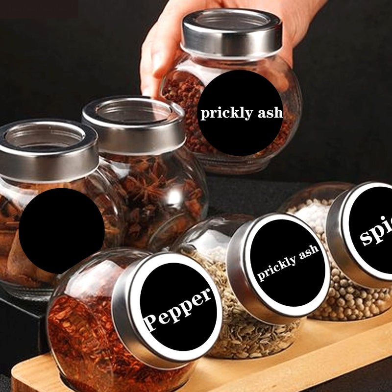 wootile 300 Blank Spice Jars Labels â€“1.5" Round Chalkboard Kitchen Pantry Labels for Canning,Mason or Spice Jars â€“ Waterproof & Repeatable Kitchen Pantry Label Blackboard Stickers Household Organizing Label - Image 5